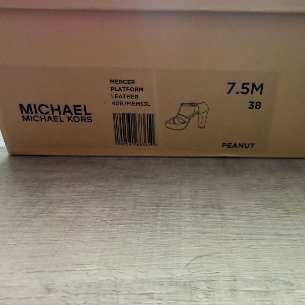 Michael Kors Tan Leather Cork Platform Heels - Picture 8 of 9